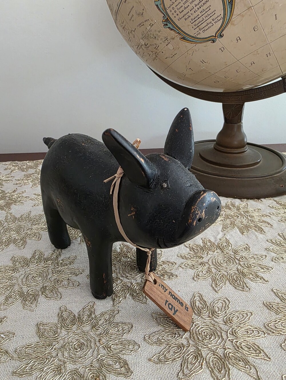 Wooden Decorative Pig Figurine - Home Accents